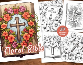Floral Bible Coloring Book Instant Download Spiritual floral Coloring Pages Printable Blooms of faith inspired coloring sheets PDF