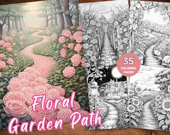 Blumen Garten Weg Malseiten Malbuch Verzauberte Gärten Malbuch Malbuch Pdf Garten Gelassenheit blüht Färbung Minimalistisches Malbuch