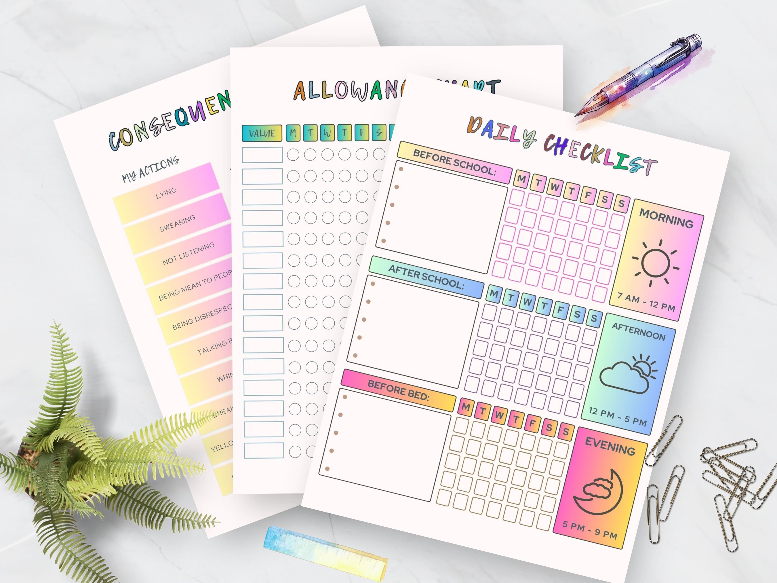 Editable Reward Chart Bundle for Kids Fun Chore Chart Designs Daily ...