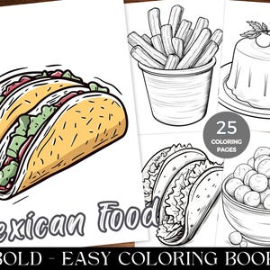 Mexican Treats Coloring Pages, Instant Download, Mexican Food Coloring Pages, Tacos, Burritos, Churros & More, Fun Fiesta Doodles Coloring
