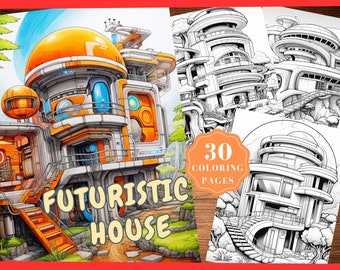 Futuristisches Haus Malbuch zum Ausdrucken und Ausmalbilder zum Ausdrucken