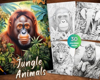 Jungle Animal Coloring Pages Pdf Printable Safari Animals Coloring Sheets Woodland Animals Coloring Book Animals Grayscale coloring Book