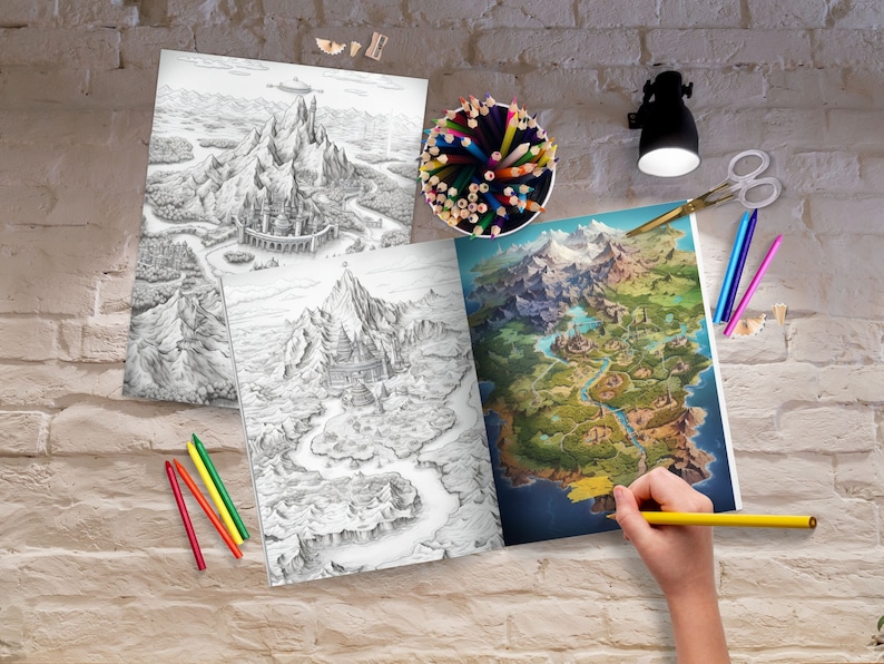Fantasy Map Coloring Pages for Adults Map of Fantasy World Coloring ...
