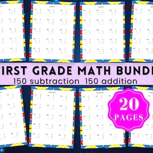 First Grade Math Review Worksheets Minute Math Worksheets Printable Instant download Addition Subtraction HomeSchool Classroom Printable