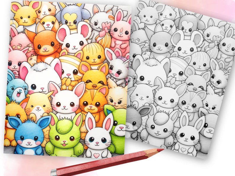 Kawaii Animals Coloring Pages Cute Animal Coloring Book for Kids and ...