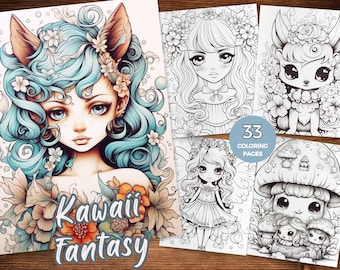 Kawaii Fantasy coloring pages for Adults Kawaii Cat Coloring Pages Printable Cute Kawaii Coloring Sheets Kawaii Coloring book