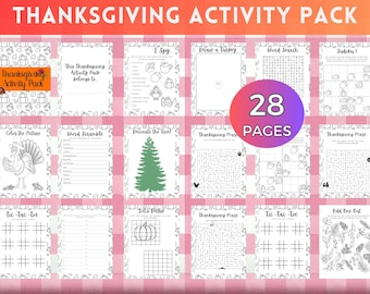 Hojas de actividades de Acción de Gracias para niños Actividades de otoño para niños Páginas de actividades de Acción de Gracias imprimibles Juego de paquete de actividades de Acción de Gracias imprimible