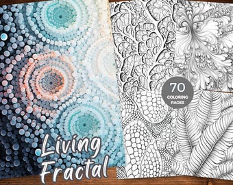 Living Fractals Coloring Book Stress-Relief Coloring Printable Abstract Pattern Coloring Relaxing Patterns Coloring Anxiety Relief Coloring
