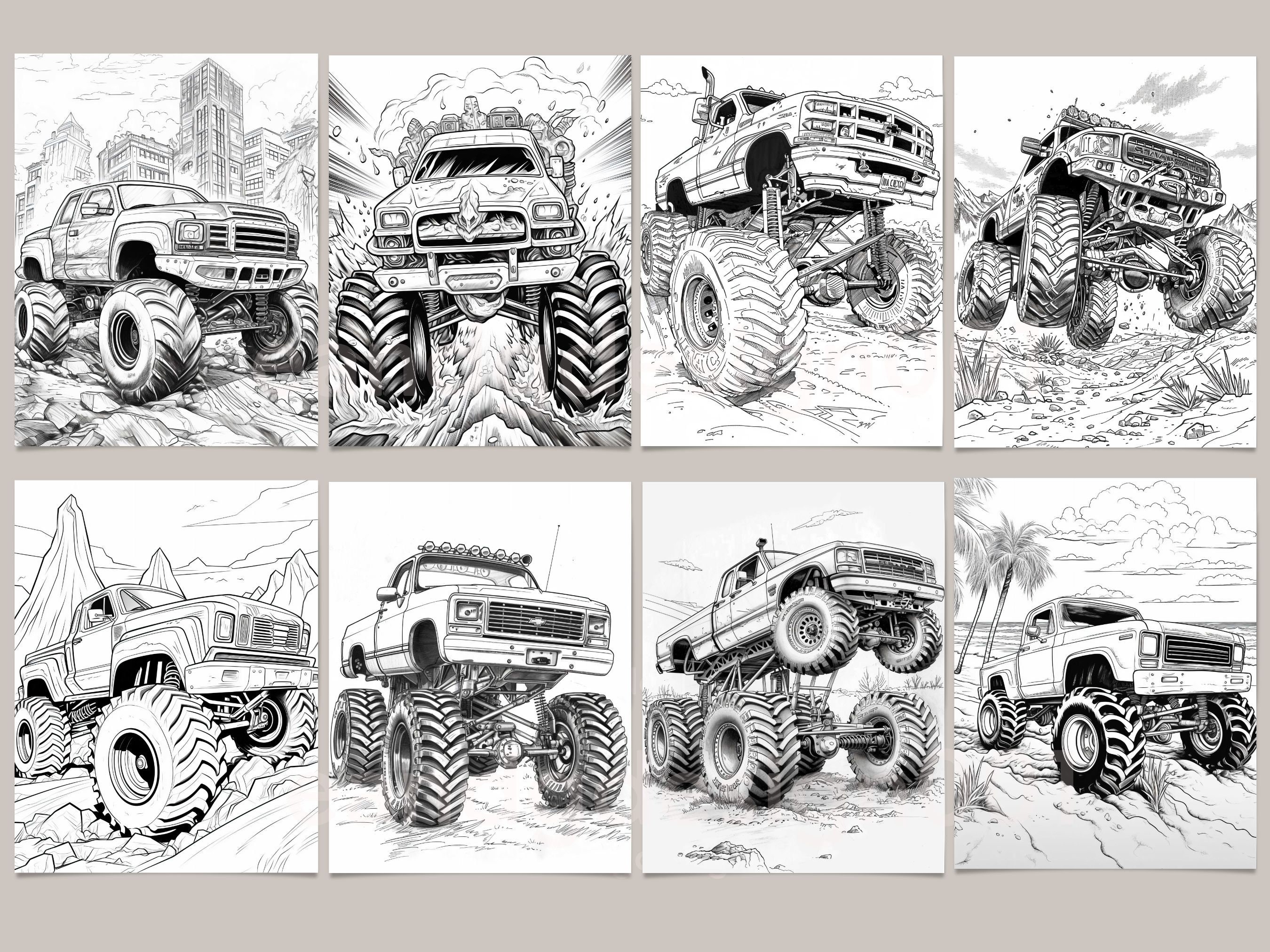 Monster Truck Coloring Pages Monster Truck Coloring Book for Adults ...