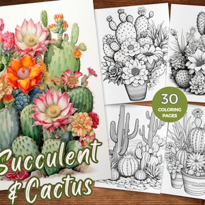 Cactus Printable Coloring Pages Cute Cactus Coloring Page Floral Cactus Succulent Coloring Book Botanical Coloring Sheet Fantasy Grayscale