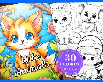 30 Kawaii Coloring Page Book,Instant Download,Printable PDF,Adults, Kids, Stress Relief,Mindfulness, Digital Download, Mental Health for Kid