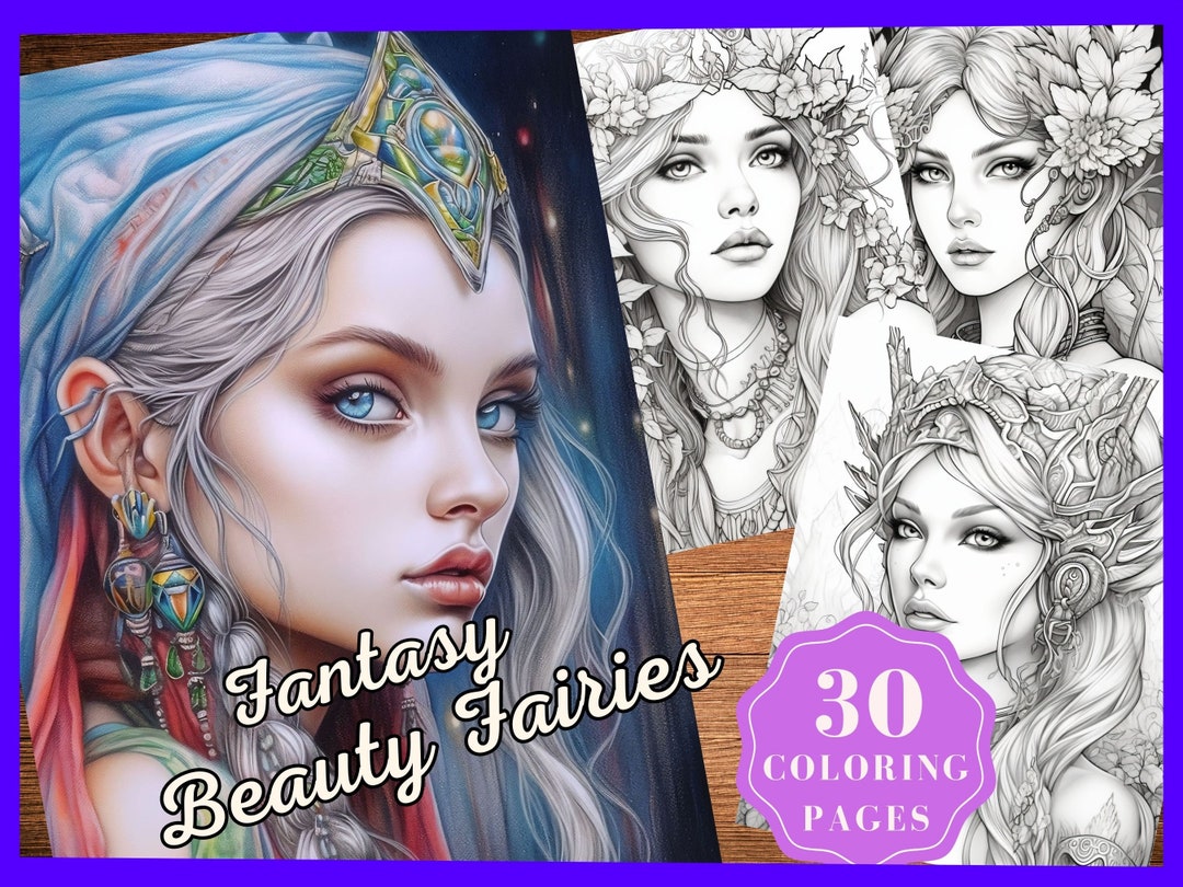 30 Dreamy Fairy Girls Coloring Book for Adults and Children - Etsy