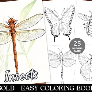 Insect and Bugs Coloring Sheets, Nature Coloring Pages, Insect Coloring Book, Bug Coloring Book, entomology colouring, entomology gifts