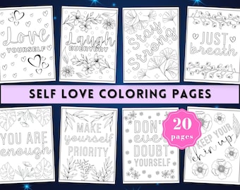 Páginas para colorear de amor propio Piensa como una chica Libro para colorear de afirmación de jefe Libro para colorear para aliviar el estrés Libro para colorear de cuidado personal PDF imprimible