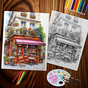 Coloring Book Cafe Coloring Pages Cafe' Shop in Paris Coffee Shop ...