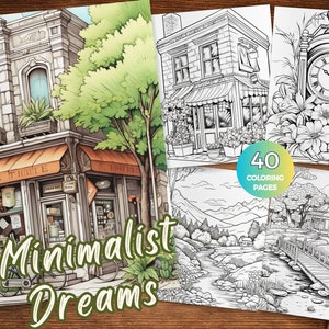 Minimalist Scenery Coloring Pages Minimalist Boho Coloring Book Minimalist Coloring Pages Minimalist Grayscale coloring for Stress Relief