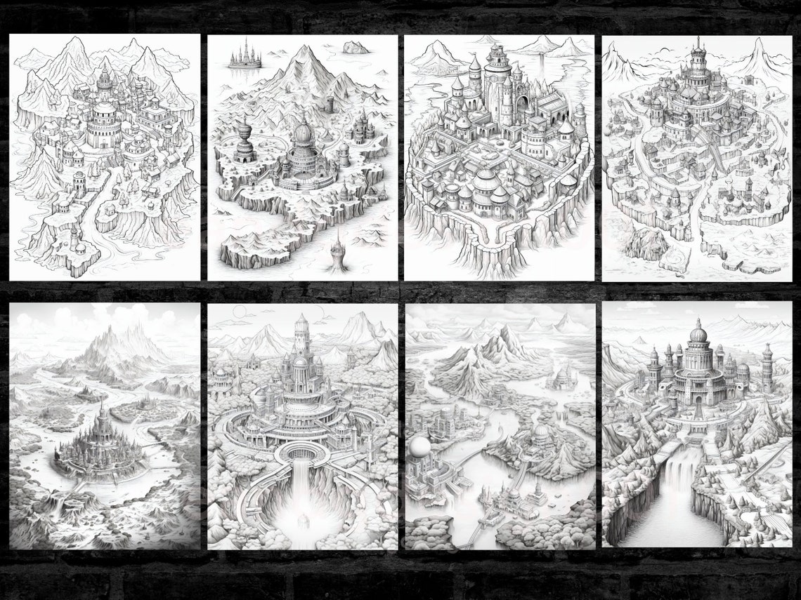 Fantasy Map Coloring Pages for Adults Map of Fantasy World Coloring ...