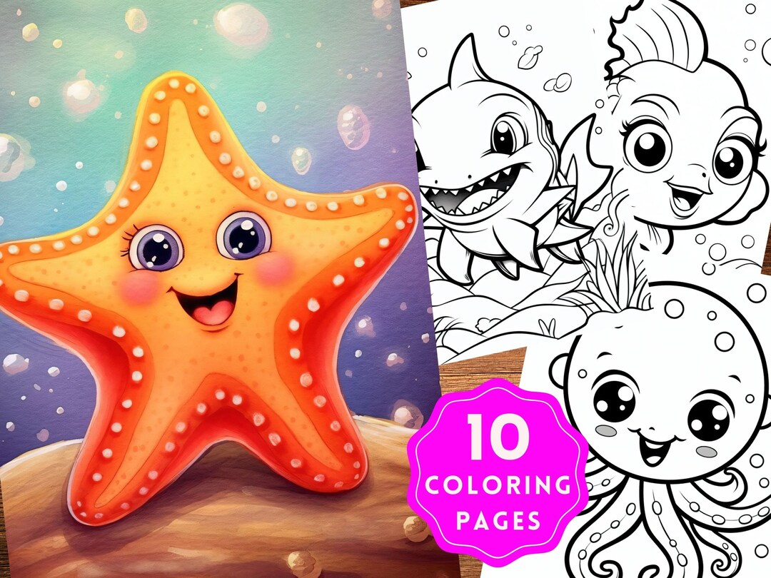 Coloring Pages Sea Creatures, INSTANT DOWNLOAD, Seas Creatures Coloring ...