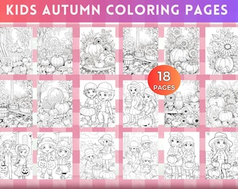 Autumn Coloring Pages Fall Coloring Sheet for Adults and Kids Instant Download  Pumpkin Coloring Halloween Coloring Pages Line Art Coloring