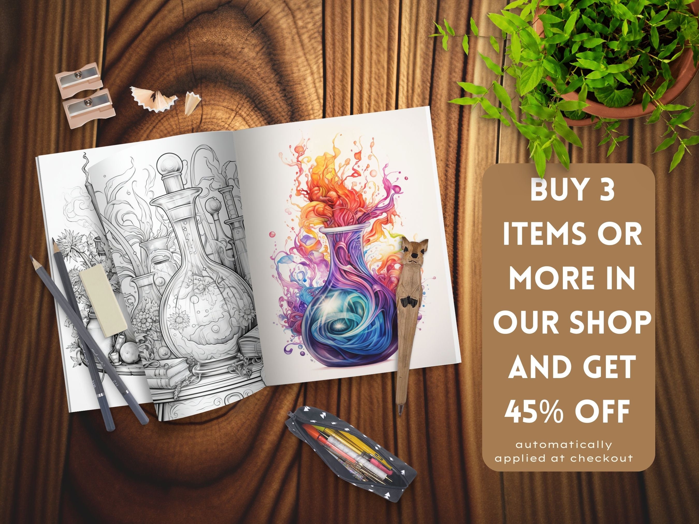 Magic Potion Coloring Pages Adult and Kids Coloring Book Fantasy ...