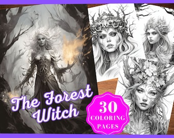 Pretty Witch Coloring Pages Fantasy Forest Witch Anime Witch Coloring Pages for Adults Scary Witch Printable Beautiful Witch Halloween PDF