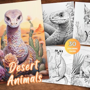 Desert Animals Coloring Pages Arizona Desert Animals Coloring Picture Desert Animals Printable PDF Desert Oasis Grayscale coloring book