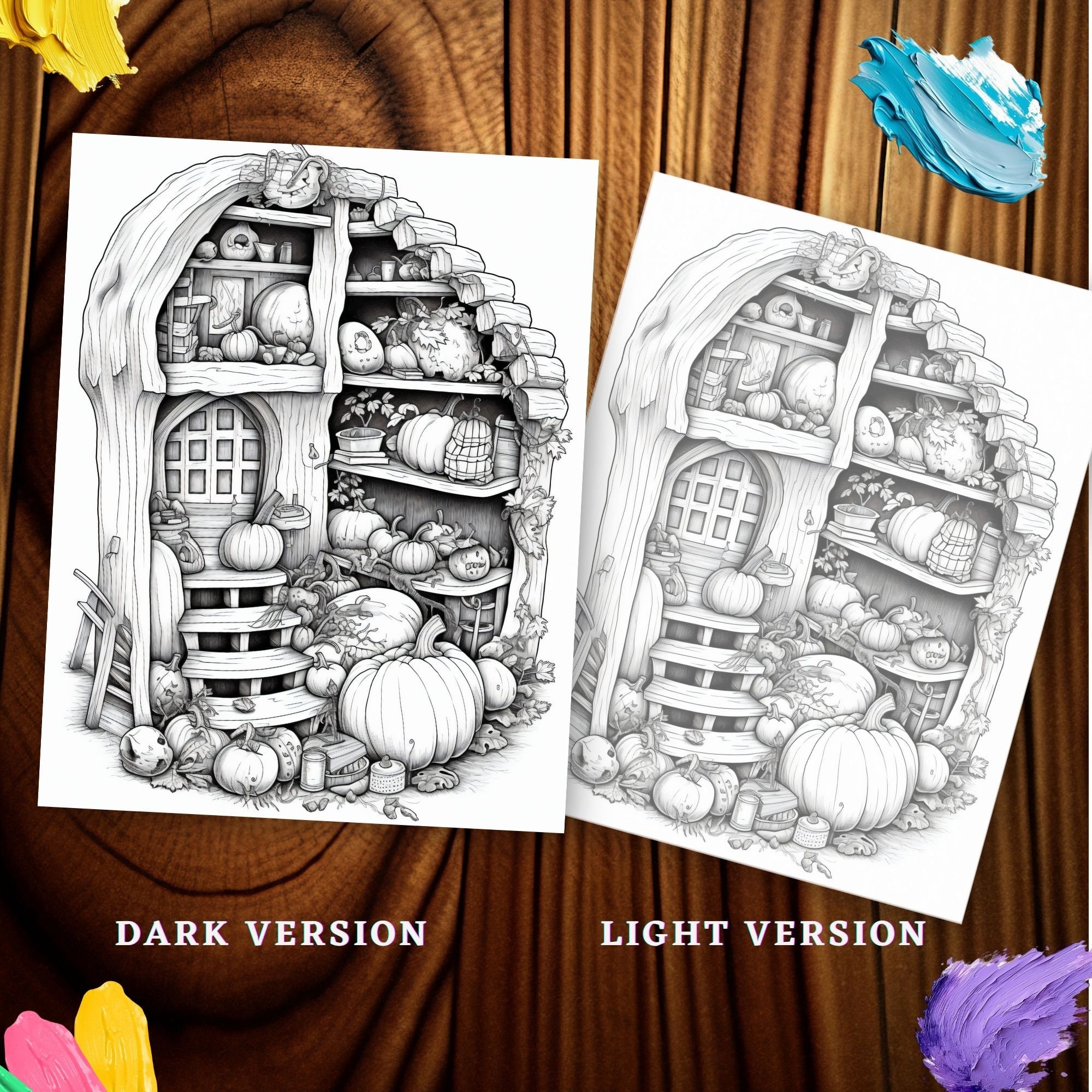 Isometric Room Coloring Pages Interior Isometric Witchy Home Coloring ...