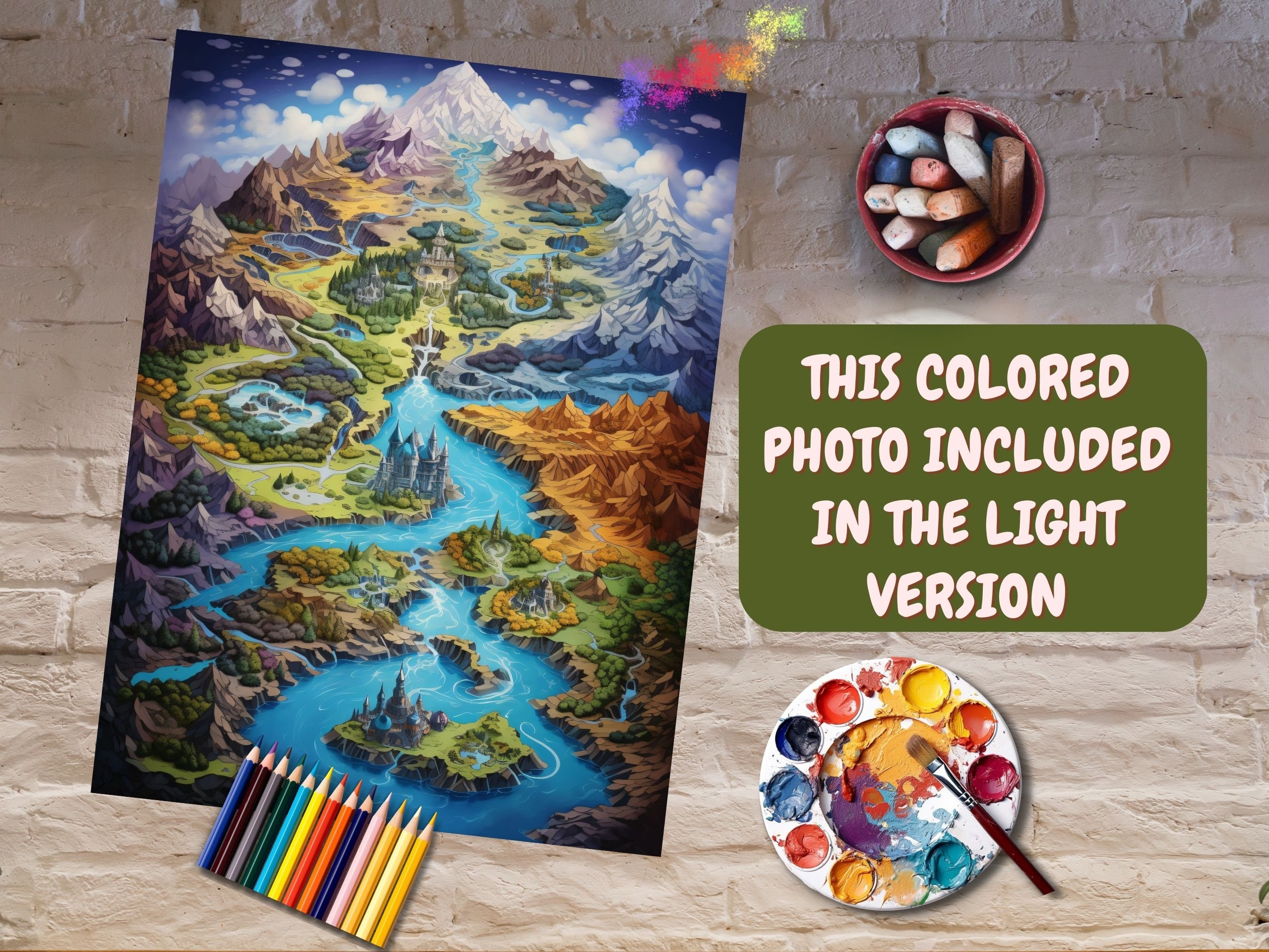Fantasy Map Coloring Pages for Adults Map of Fantasy World Coloring ...