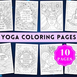 Yoga Coloring Book, Yoga Coloring Sheets, Yoga Coloring Pages, Peace Love Yoga Mindfulness Coloring Printable Stress relief with Yoga