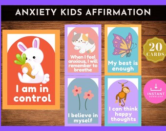 Anxiety Affirmation Card For Kids, Motivational Cards, Positivity Cards, Kids Positivity Cards, Kids Affirmation Cards, Positive Flash cards