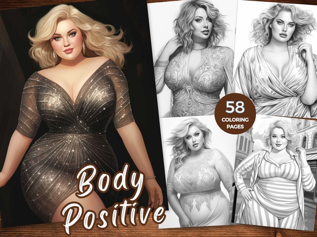 Body Positive Coloring Book Elegant Chubby Women Coloring Pages for ...