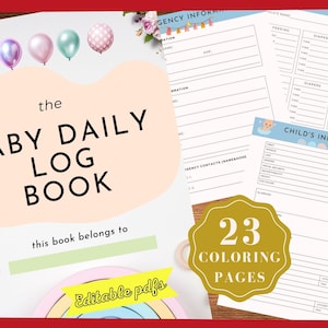 Registro giornaliero del bambino, DOWNLOAD IMMEDIATO, Stampabile, Registro della cura del bambino, Registro della tata, Pianificatore di monitoraggio del bambino, Registro neonato, Registro giornaliero infantile, Registro alimentazione, BUNDLE