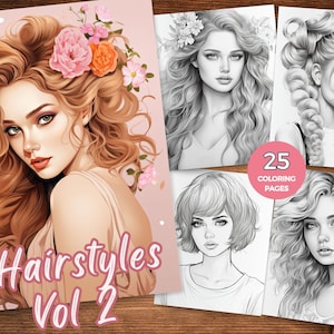 Hairstyles Coloring Pages of Hairstyles Coloring Book Fashion hair grayscale coloring book trending hairstyle coloring sheets Vol 2 PDF