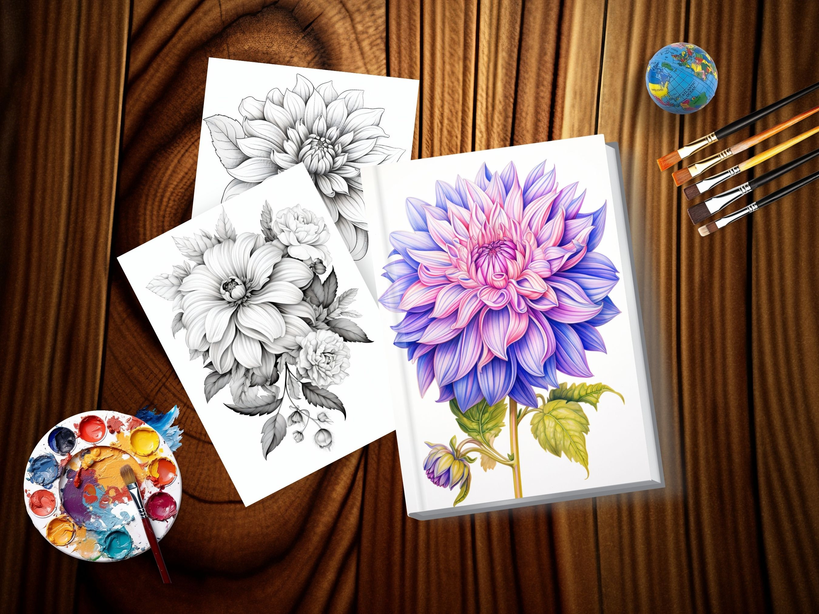 Botanical Flowers Coloring Book Flower Coloring Pages Printable Floral ...