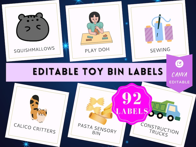 Editable Toy Bin Labels Template Playroom Toy Labels Etsy