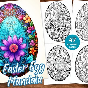 Disegni da colorare di mandala uovo di Pasqua per adulti Download istantaneo Fogli da colorare di mandala uovo di Pasqua Libro da colorare di mandala uovo di Pasqua Colore mandala uovo