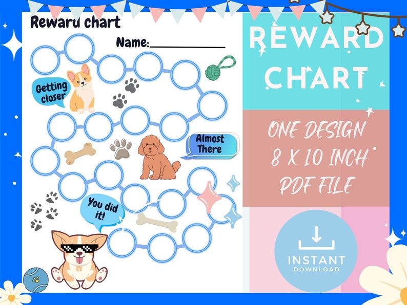Dog Reward Task Dogs Reward Chart, Printable Dogs Behavior Chart, Daily Chore Chart ...