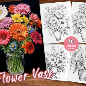 Printable Flower Vase Coloring Pages Flowers in Vase Coloring Pages Floral Arrangement Coloring Sheets Bouquet coloring book Blossom Bliss