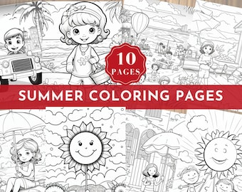Summer Coloring Pages, Summer PDF Coloring Summer Printables, Beach Coloring Sheets, Beach Coloring Pages, Summer Activity Page