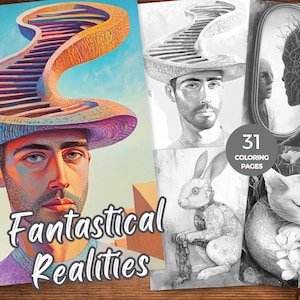 Surrealismus Malbuch FantasyAbstraktes Malbuch Surreale Kunst Graustufen Malbuch Rätselhafte Träume Surreale Welten Bizarre Szenen