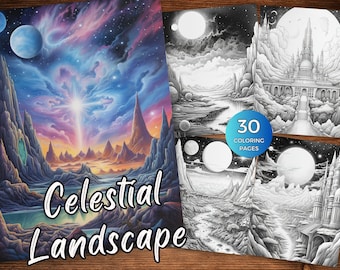 Coloriages de l'espace céleste à imprimer et colorier en niveaux de gris