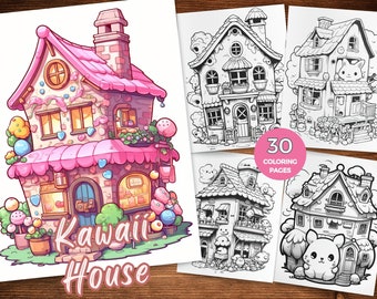 Kawaii House coloring Pages Kawaii coloring sheets Printable Coloring Pages of Cute Kawaii House Grayscale Coloring Book Kawaii Anime PDF