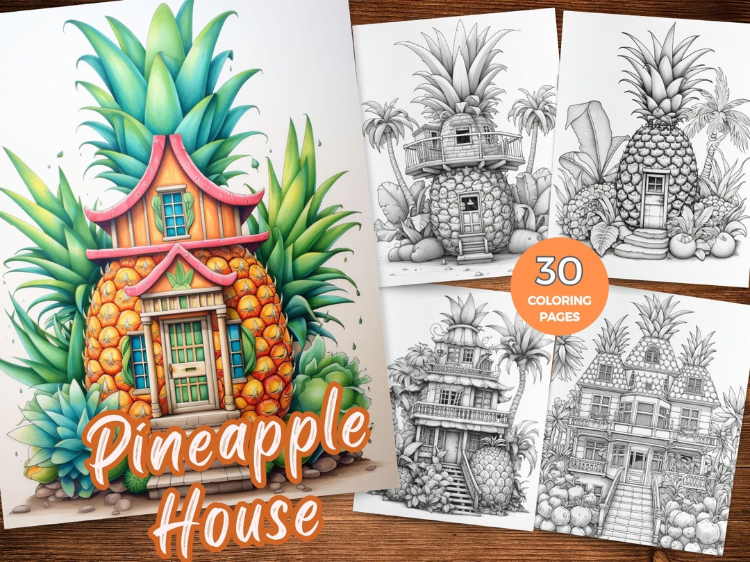 Pineapple House Coloring Pages Printable Tropical Paradise Coloring ...