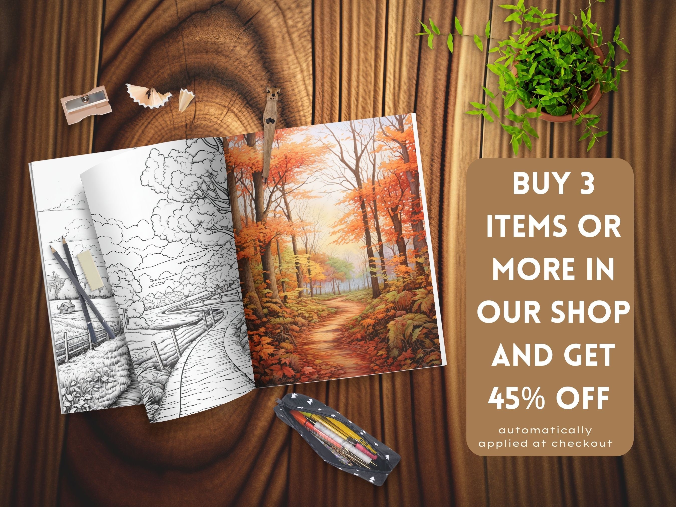 Minimalist Autumn Charm Coloring Pages for Adults Fall Theme Coloring ...