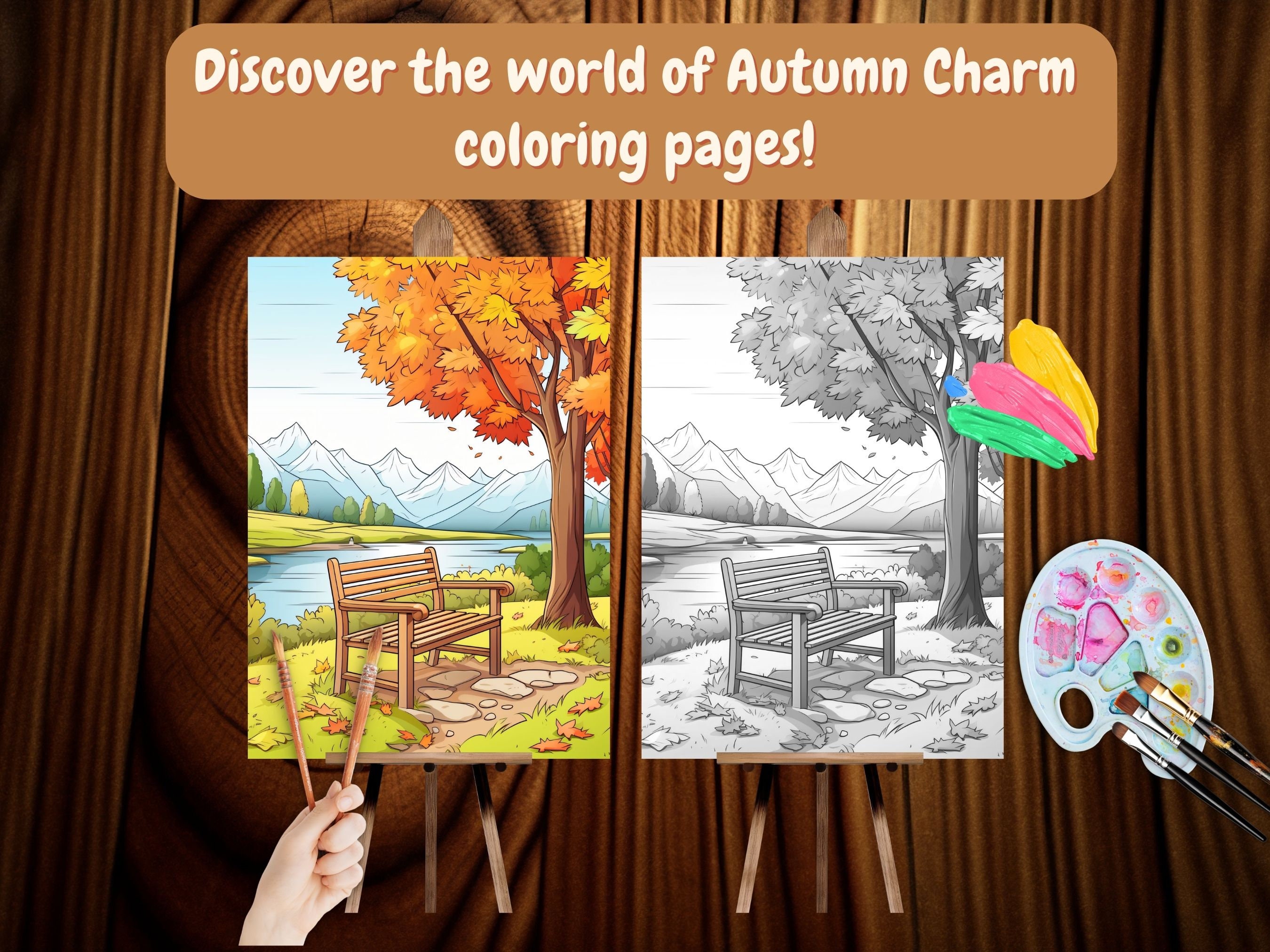 Minimalist Autumn Charm Coloring Pages for Adults Fall Theme Coloring ...