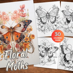Blumen Motte Malseiten von Motten für Erwachsene Blumen Motte Illustrationen zum Ausmalen Künstlerische Motte und Blumen Szenen für Colorist Printable
