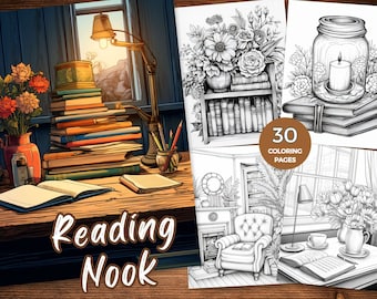 Coloriage coin lecture confortable Coloriages pour les amateurs de livres Coloriage coin lecture Coloriage étagères