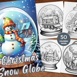 Printable Christmas Snow Globe Coloring Pages Christmas Coloring Pages Snow Globe Coloring Sheet of Snow Globes Grayscale Coloring Book