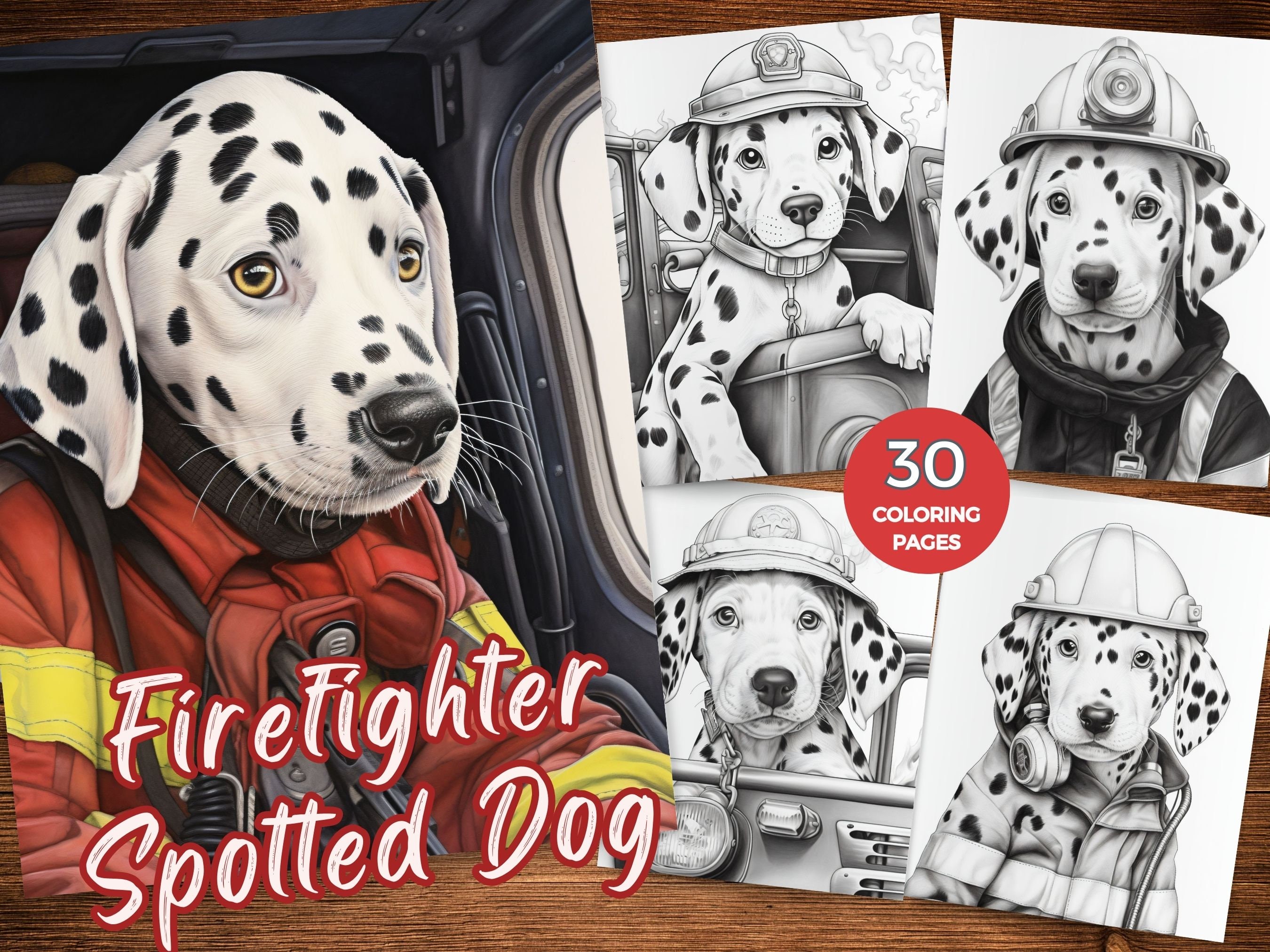 Firefighter Spotted Dog Coloring Pages Heroic Canine Coloring Sheets ...