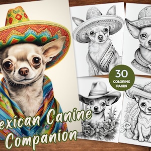Coloring Pages of Mexican Dogs Tiny Tails coloring adventures Colorful Canine Companions Coloring Sheets Adorable Chis Grayscale coloring